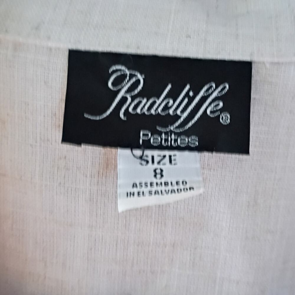 Vintage 90s Ivory Linen Blend Blazer Medium Petite Coastal Minimalist Jacket - Picture 6 of 10